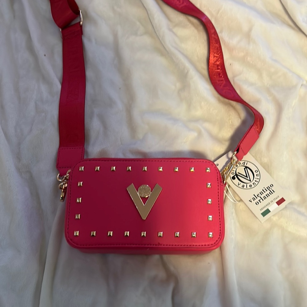 Valentino Orlandi crossbody adjustable shoulder bag hot pink new with tags